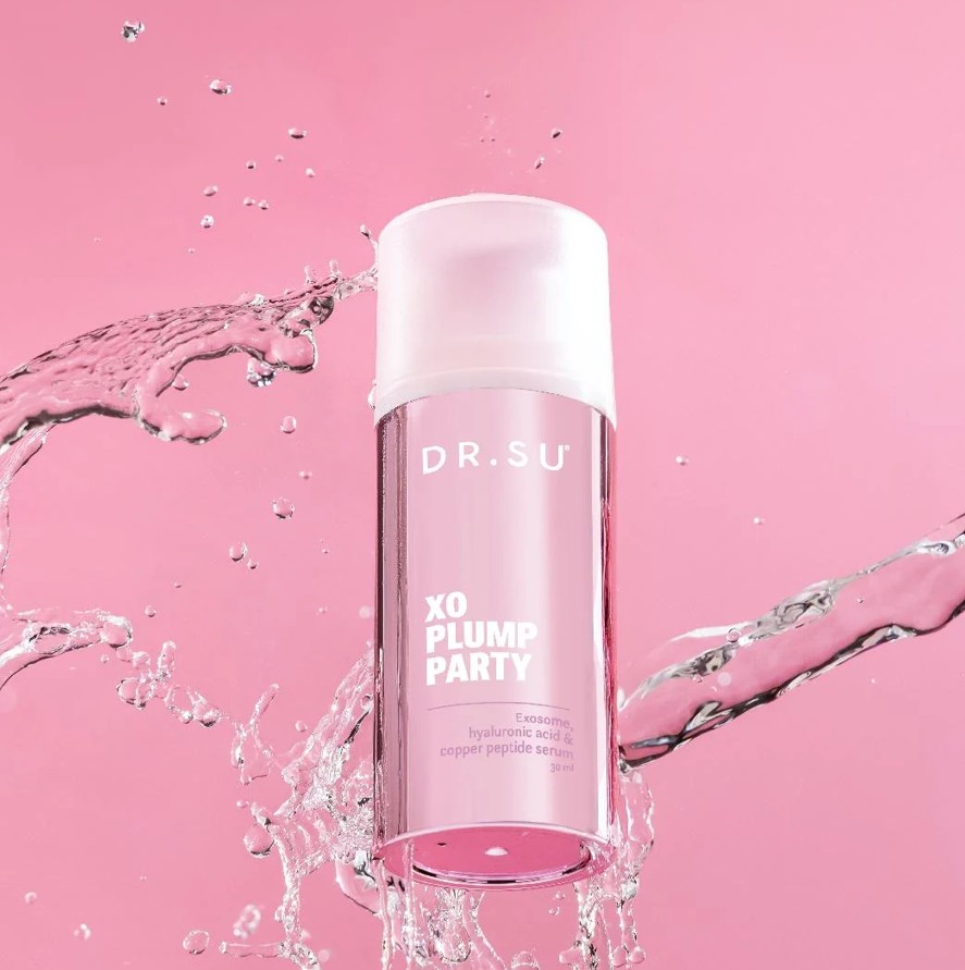 Dr. Su XO Plump Party Serum 30ml bottle, an exosome and hyaluronic acid anti-aging face serum
